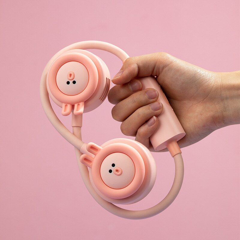 Product Leafless Hanging Neck Fan USB Charging Mini Cute Student Folding Lazy Hanging Neck Fan Refreshing Summer