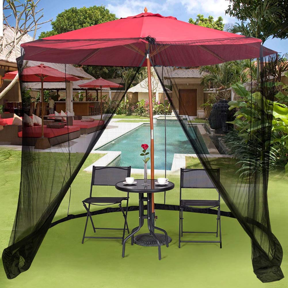 Patio Umbrella Mosquito Netting Mesh Screen with Zipper for Umbrellas Patio Tables patio porch deck or lawn H99F