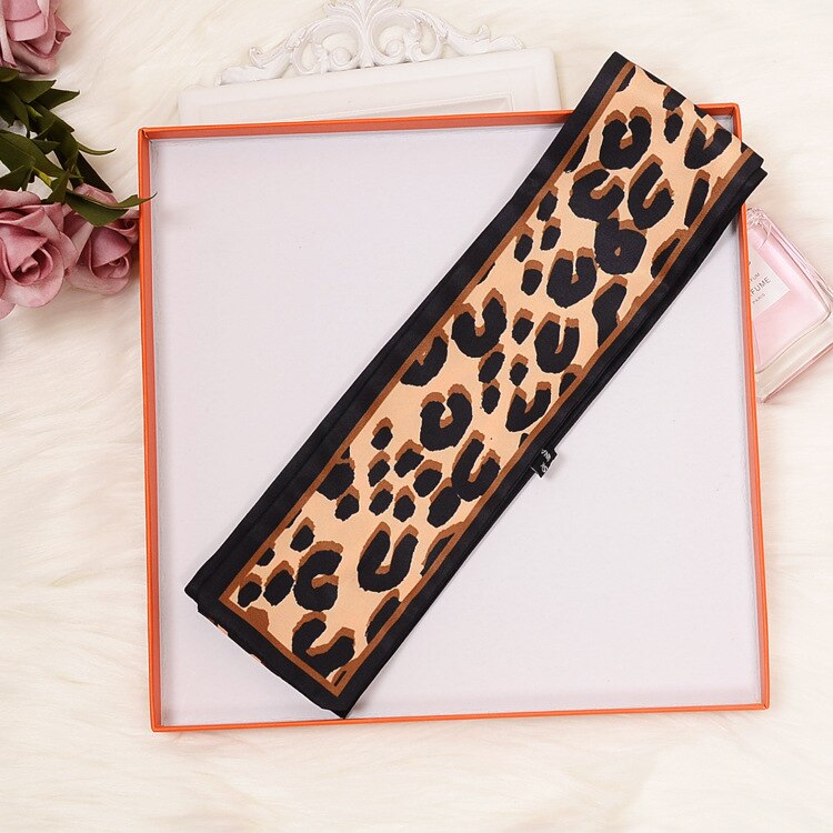 Leopard Print Highly Cost-effective Wristband Narrow Scarf Choker Hairband Bag Wraps Ribbon Rayon Scarves KBD167