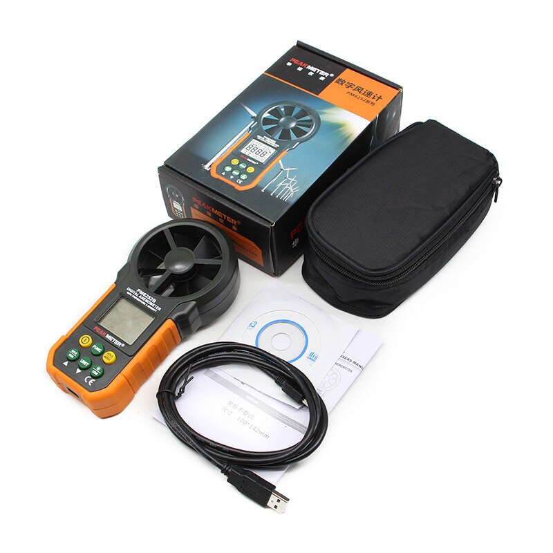 PEAKMETER PM6252A PM6252B LCD Digital Anemometer thermometer Wind Air Velocity Tester Humidity Temperature Backlight RH USB Port