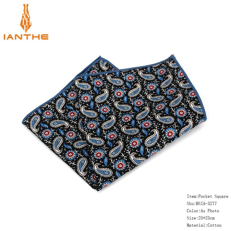 Brand Style Hankerchief Scarves Vintage Cotton Pocket Hankies Men's Pocket Square Handkerchief Flower Paisley Hanky: IA3277