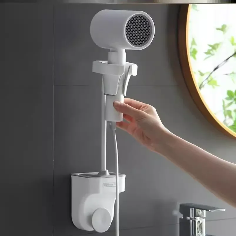 Handenvrij Staand Föhn Houder 360 Graden Rotatie Badkamer Planken Opbergrek Universeel Voor Haardroger Standaard Muurbevestiging