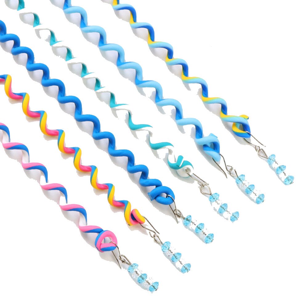 6/set Rainbow Color Headband Cute Girls Hair band Crystal Long Elastic Hair Bands Hairwear Hair Accessories hair ornament: blue