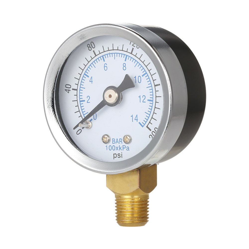Mini manómetro de 0-200psi 0-14Bar, medidor de presión de compresor de aire con Dial, medidor de presión hidráulica, medidor de doble escala, montaje lateral