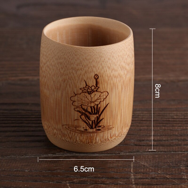 Japan Teaism Engraving Tea Cup Natural Bamboo Joint Wine Tea Cup for Home Tea Table Decoration Tea Ceremony Lotus Magpie Cupss.: A3