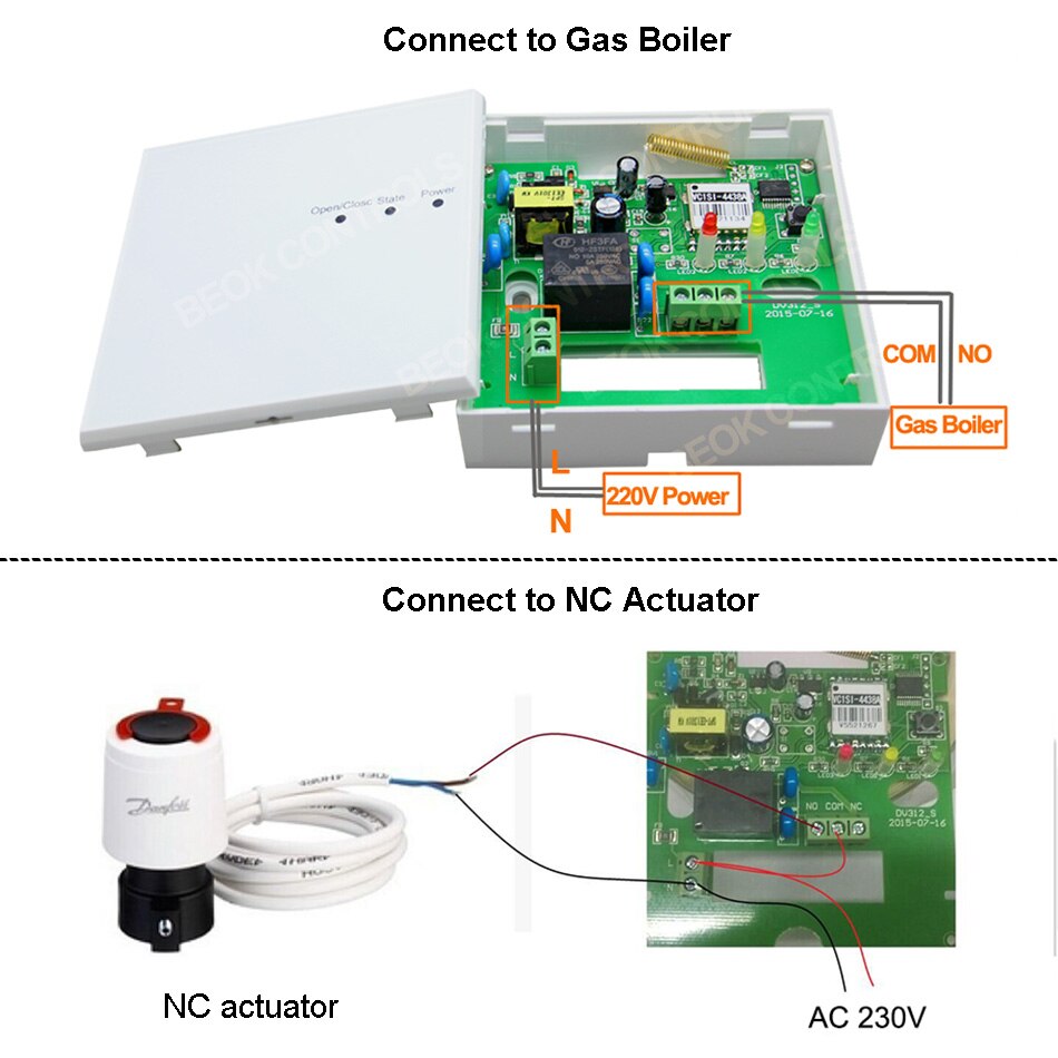 Beok Wireless Thermostat for Gas Boiler Temperature Controller Radio Frequency Room Heating AA Battery Powered BOT-X306
