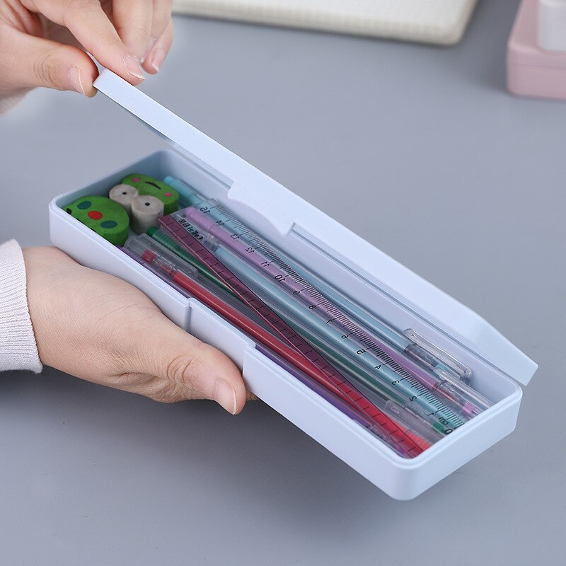 1pcs Multifunction Simple Storage Stationery Box Office School Plastic Pencil Case For Kids Pen Box