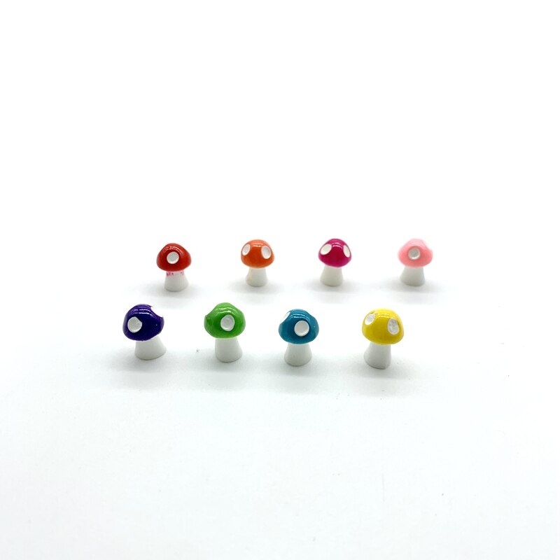 8 Uds. De miniadornos de setas, pollitos, delfines, decoración de musgo, Terrario de jardinería, cactus, maceta, accesorio en miniatura para paisaje: 8pcs Mushroom S