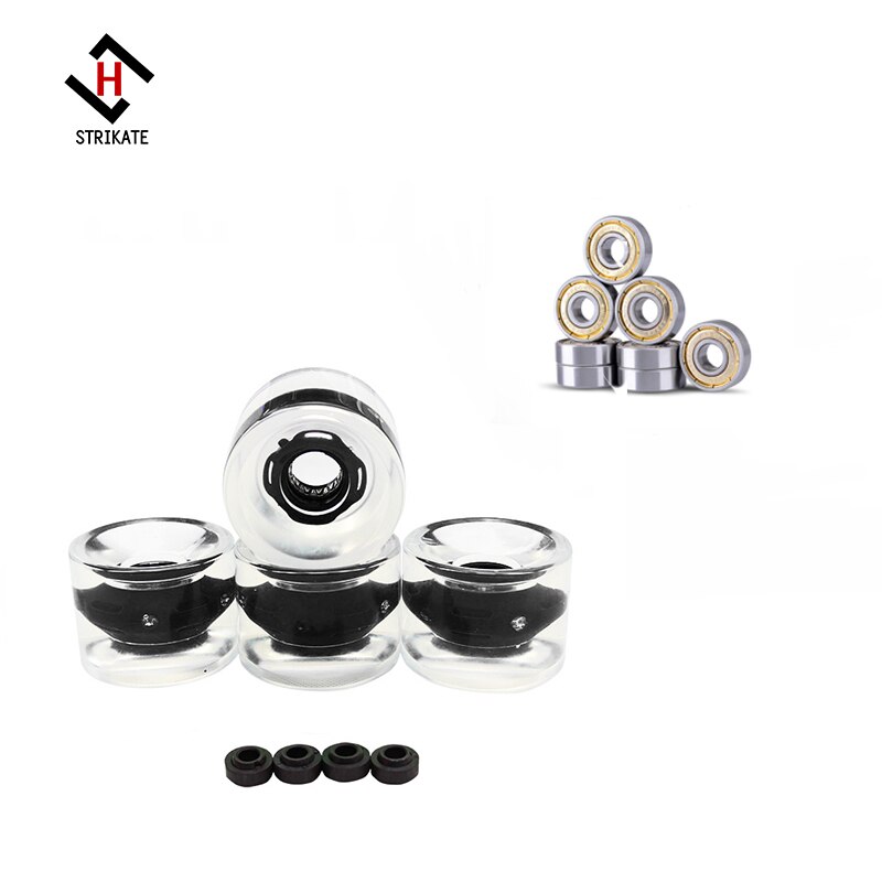 EIN einstellen von 4 Profi Longboard Räder 70mm 78A LED 3 farbe Skateboard Räder mit ABEC 11 Lagerbier und Abstandshalter Beleuchtung: Schwarz