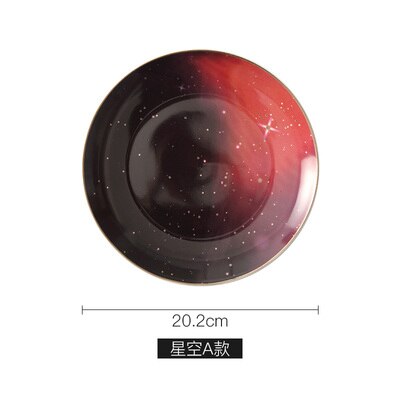 Keramische plaat huishoudelijke noordse westerse plaat setting ins net rode fotoplaat ster taart dessertbord: Stijl 01