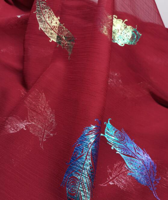 Dancing Dress Cosplay Chiffon Fabric Crepe Thin Magic Feather Fabric Cosplay Sewing Bronzing Wedding Costume DIY: 114 marroon