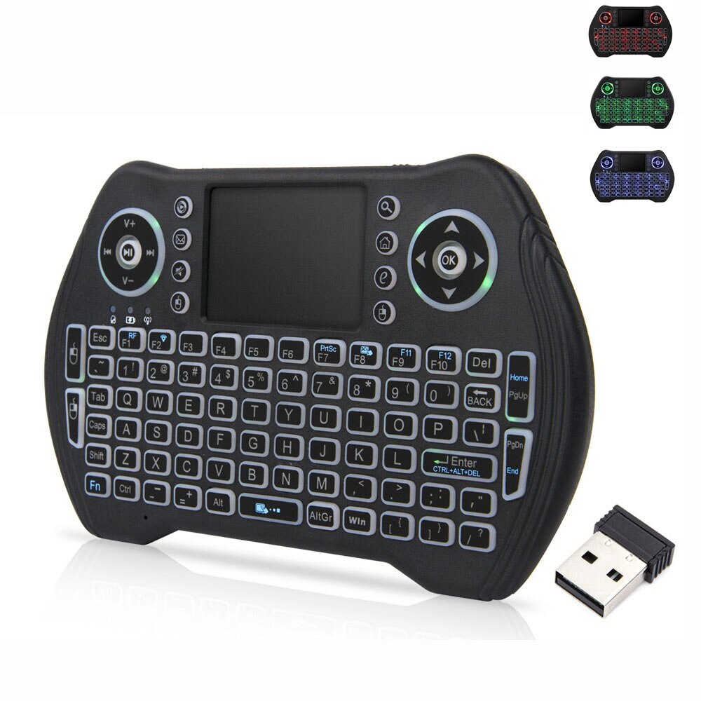 RGB Backlit Keyboard with Touchpad Rechargeable 2.4Ghz Wireless Fly Air Mouse Mini Smart Game Keypad for Computer Android TV Box