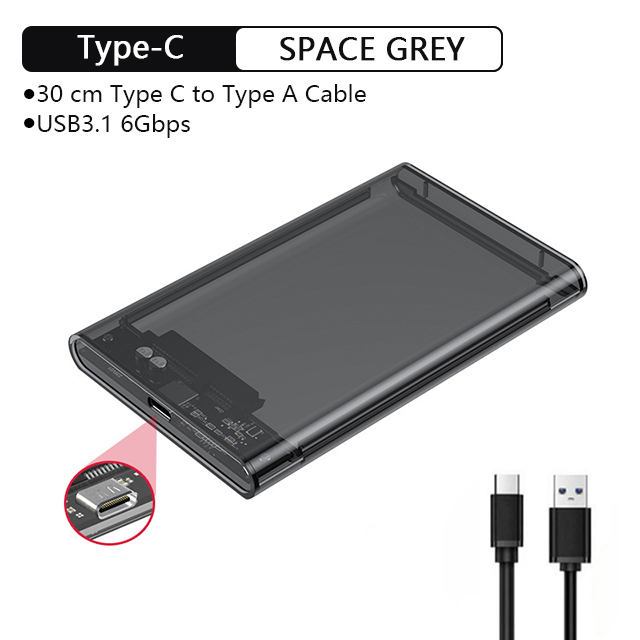 UTHAI TM05 Typ-C Transparente Box HDD Gehäuse 3.1 Notebook 2,5 Zoll SSD Solid State Mechanische Mobile Festplatte Box USB3.1: Lila