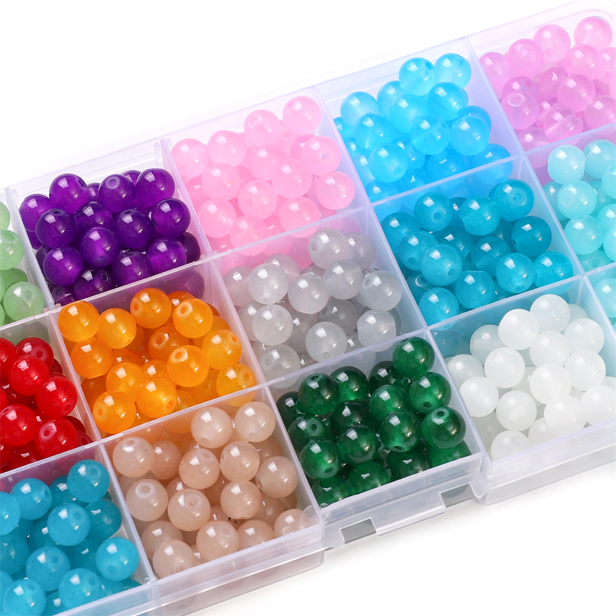 50pcs 6mm gelée de verre couleur unie Imitation Jade perles rondes perles en vrac bricolage à la main collier Bracelet perles bijoux accessoire