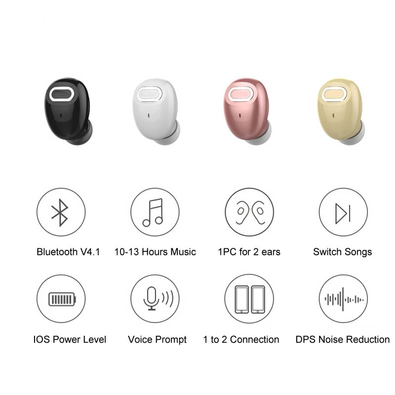 Single Bluetooth Earbuds 10 Hours Music Time, Wireless Bluetooth Earphone Headset Hands-free for iPhone Xiao mi Huawei Phones