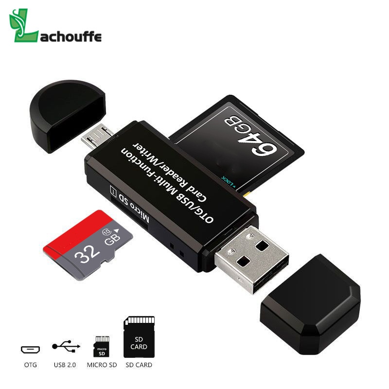 Micro usb otg 2 in 1 usb 2.0 adapteri sd-kortinlukija android-puhelimelle tabletti pc muistikorttien lukulaite