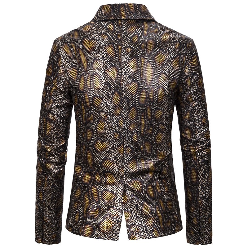 Shiny Men Suit&amp;Blazer One Piece Python Pattern Formal Casual Business Trendy Male Suit Jacket In Stock