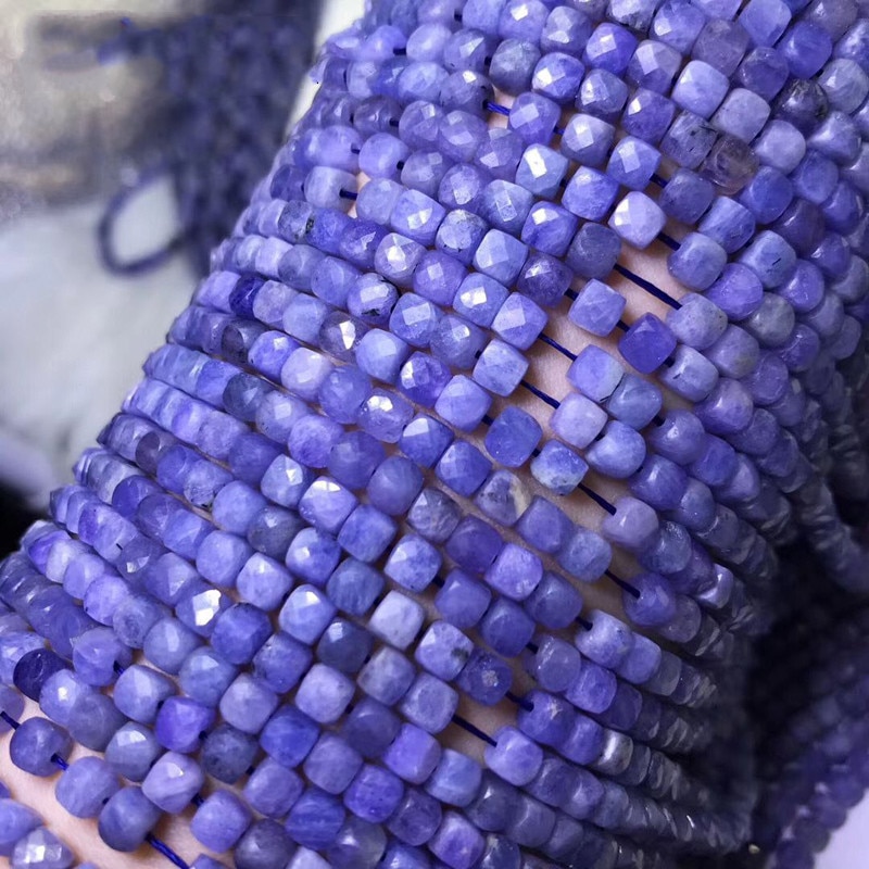 Tanzanite square faceted blue 4.5-5mm for DIY jewelry making loose beads 14inch FPPJ beads nature gemstone