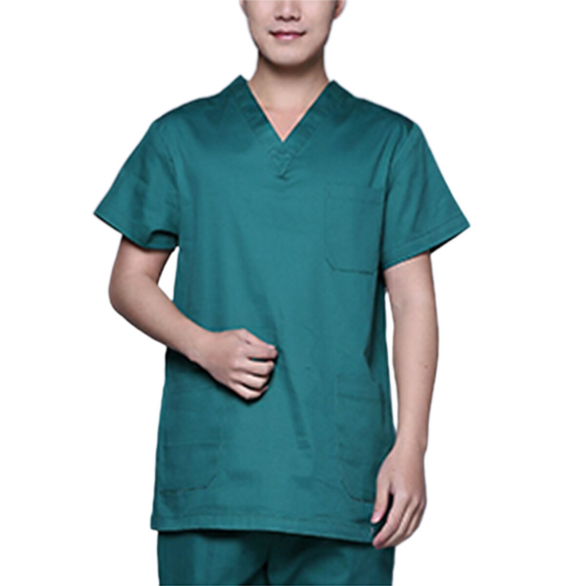 unisex Arbeit Tragen Uniformen Peeling Weiche Kurzarm Atmungsaktiv V-ausschnitt mit Taschen Kleidung einstellen: Männer Grün / L