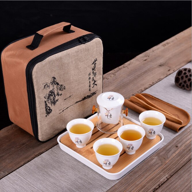 Il impostato da tè includere 1 tazza da 4 tazze, elegante gaiwan di alta qualità, bollitore e tazza da tè per teiera belli e facili, bollitore da viaggio, spedizione gratuita: Luce Verde