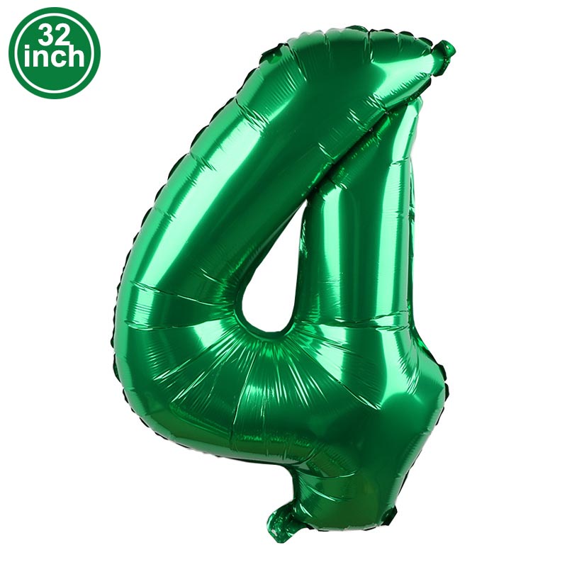 4 Ballons, 4-stellige Luftballons, vier grüNe Globus, blaue Figur, 4. Geburtstag, groß, groß, verrotten, rosa, golden, schwarz, bunt, 32 Zoll