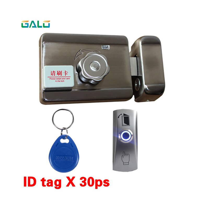 Family Full kit set Security Electronic 125khz RFID Gate Door Lock Access Control System with doorbell exit switch keyboard: S kit b