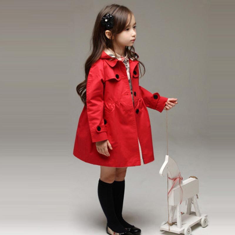 Coupe-vent d'automne pour enfants Style anglais, vêtements d'extérieur pour bébés filles, vêtements solides pour enfants, col rabattu, bouton, manteau pour enfants