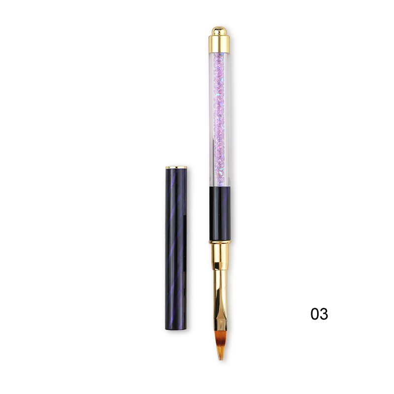 1 st akryl nail art penslar penna multi size uv gel kattögon strass prickig måla naglar borste för manikyr verktyg: 03