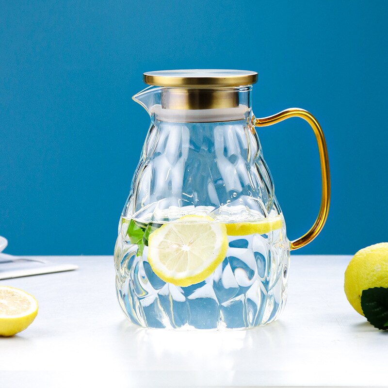 Nordic cold water kettle explosion proof high temperature resistant large capacity glass pot household juice pot: 1900 ml Gilt Cove