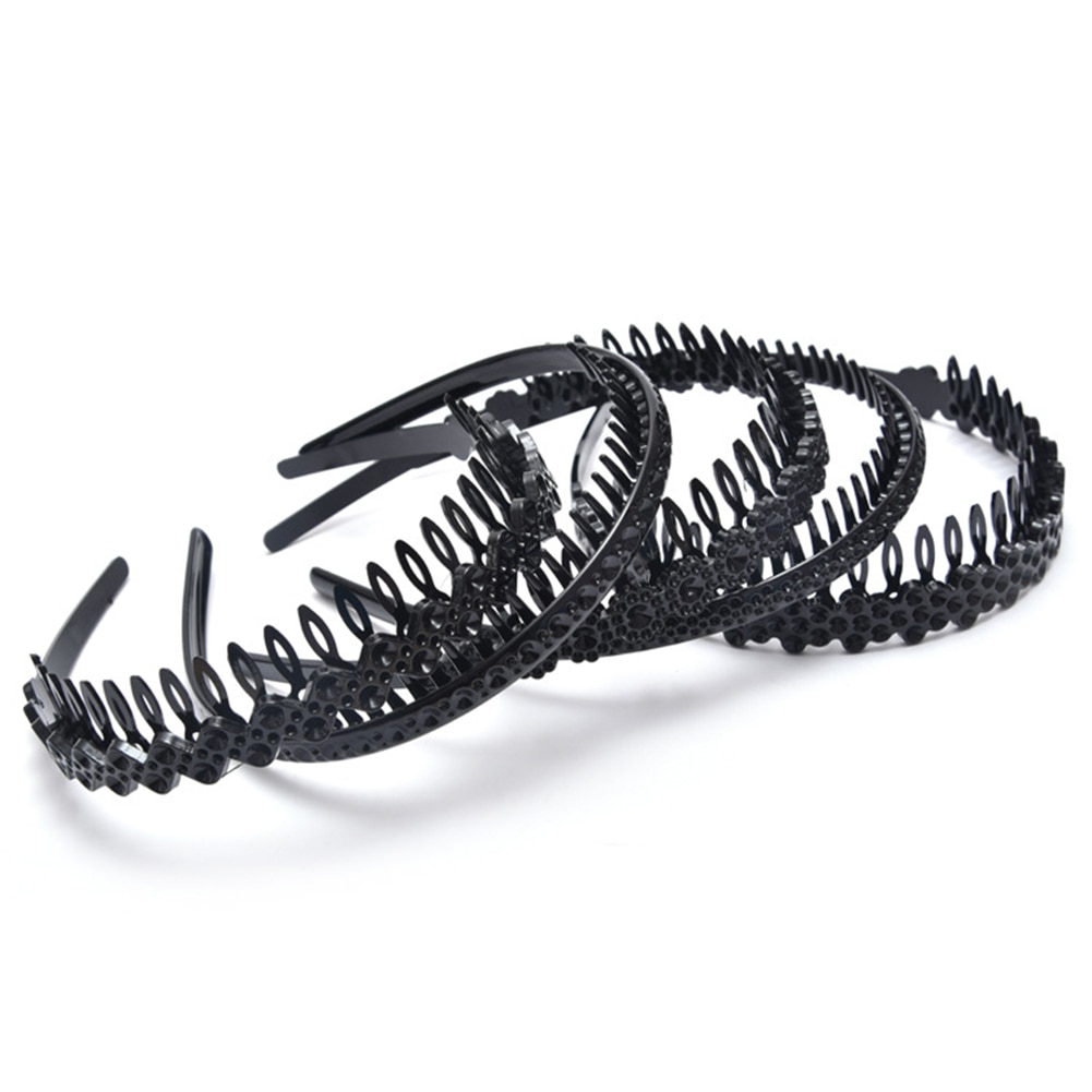 Serre-tête élastique en métal dur, 1 pièce, noir uni, extensible, fin, serre-tête, fermoir, peigne, couronne de dents