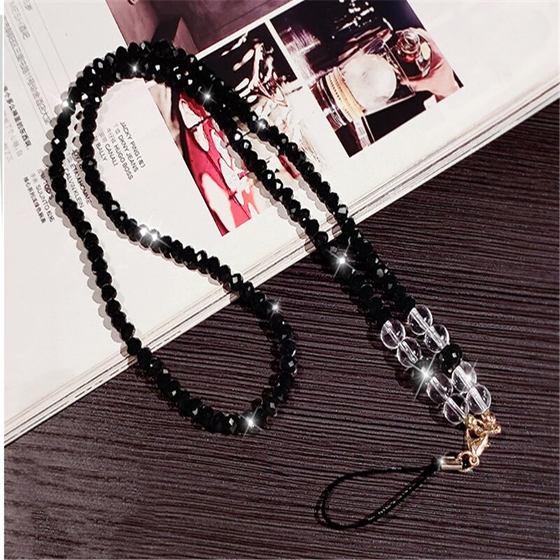 1 Pcs Universele 44 Cm Telefoon Strap Sling Lanyard Crystal Parel Opknoping Draagbare Mobiele Telefoon Case Touw Kaart Pak touw