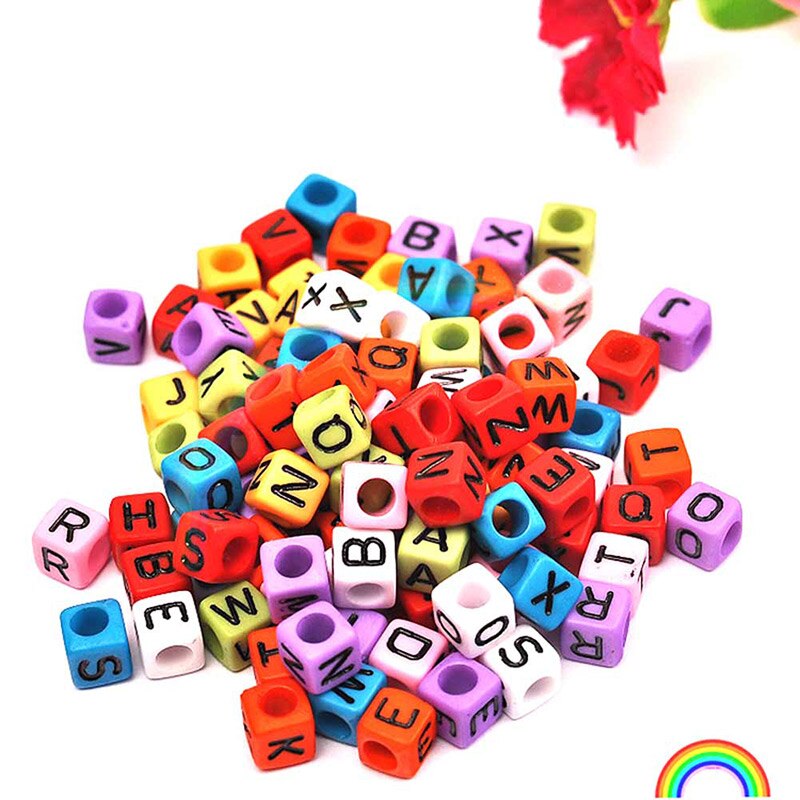 DIY Square Round Acrylic Alphabet Spacer Loose Beads For Necklace Bracelet Letter Beads Charms Jewelry Making SMR88: 7