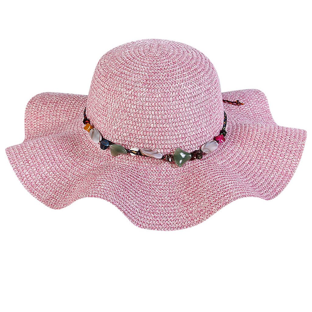 Mode Zomer Cap Voor Vrouwen Grote Brede Rand Strooien Hoed Parel Decoratie Strand Zon Opvouwbare Cap