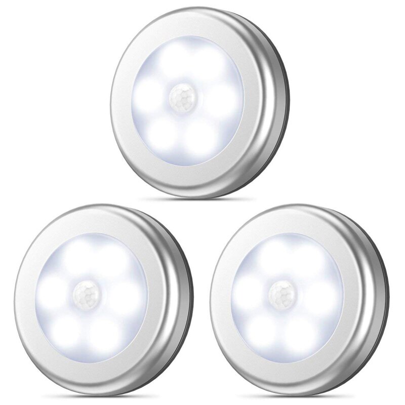 6 LED Motion Sensor Lights PIR Wireless Night Light Battery Hallway Cabinet Stair Lamp 3M Sticker Smart Home Control