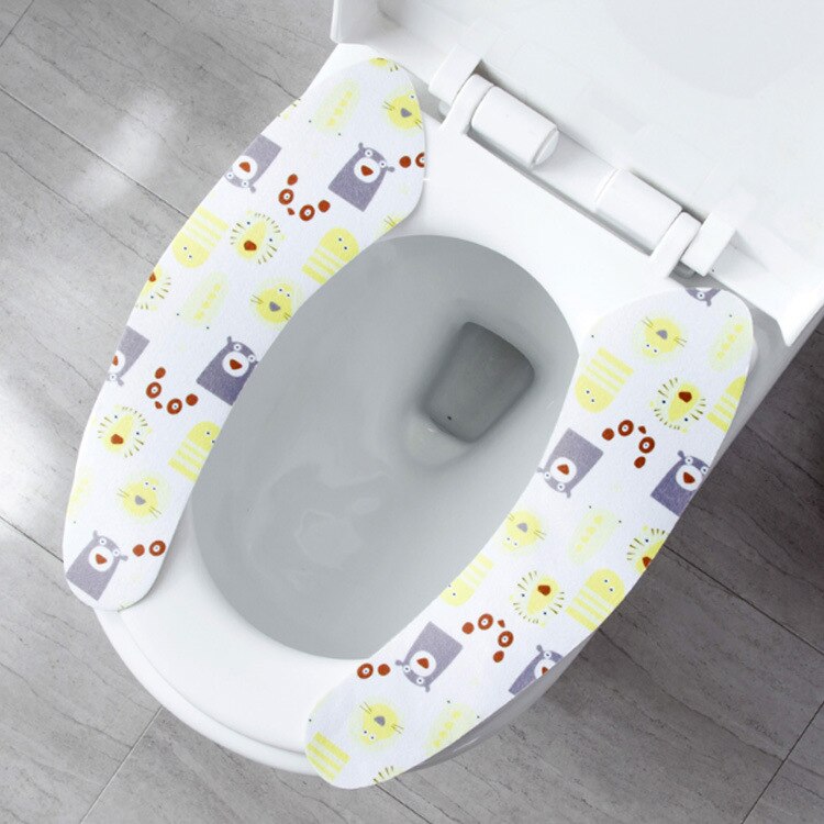 2pcs/set Washroom Warm Washable Health Sticky Toilet Mat Seat Cover Pad Household Reuseable Soft Toilet Seat Cover