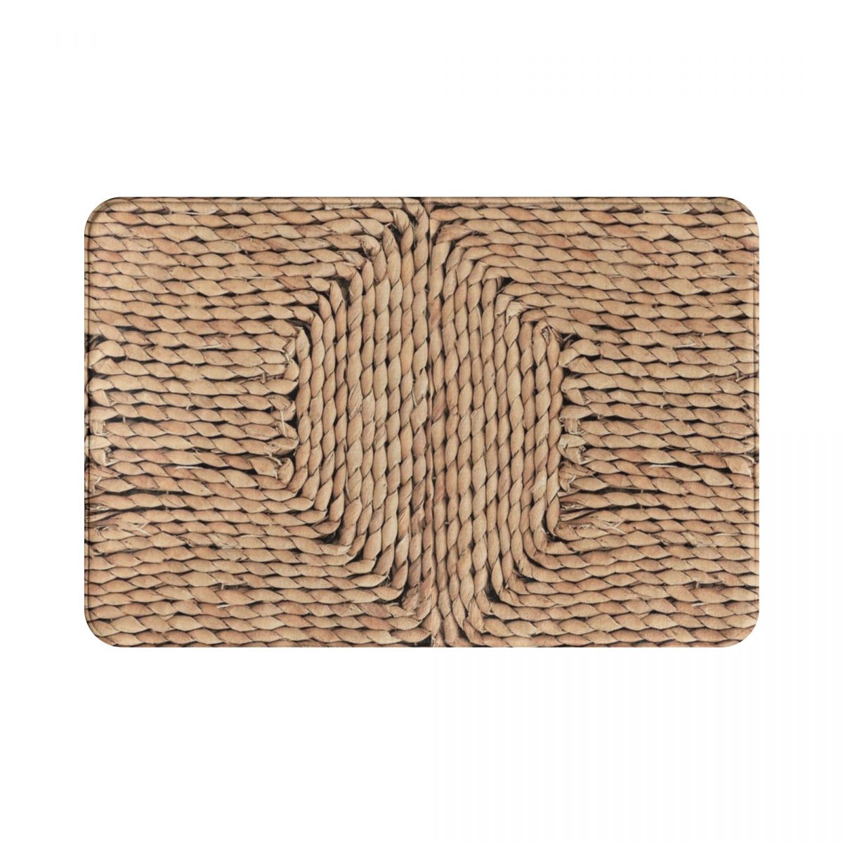 Felpudo mediterráneo de mimbre, Alfombra de poliéster, antideslizante, para entrada, cocina, dormitorio, balcón, dibujos animados: 50 cm x 80 cm