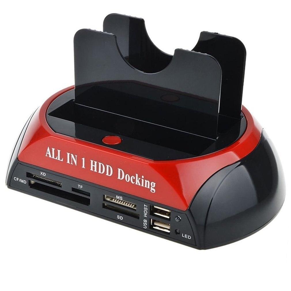 Multifunctional HDD Docking Station Dual USB 2.0 2.5/ 3.5 Inch IDE SATA External HDD Box Hard Disk Drive Enclosure Card Reader: AU