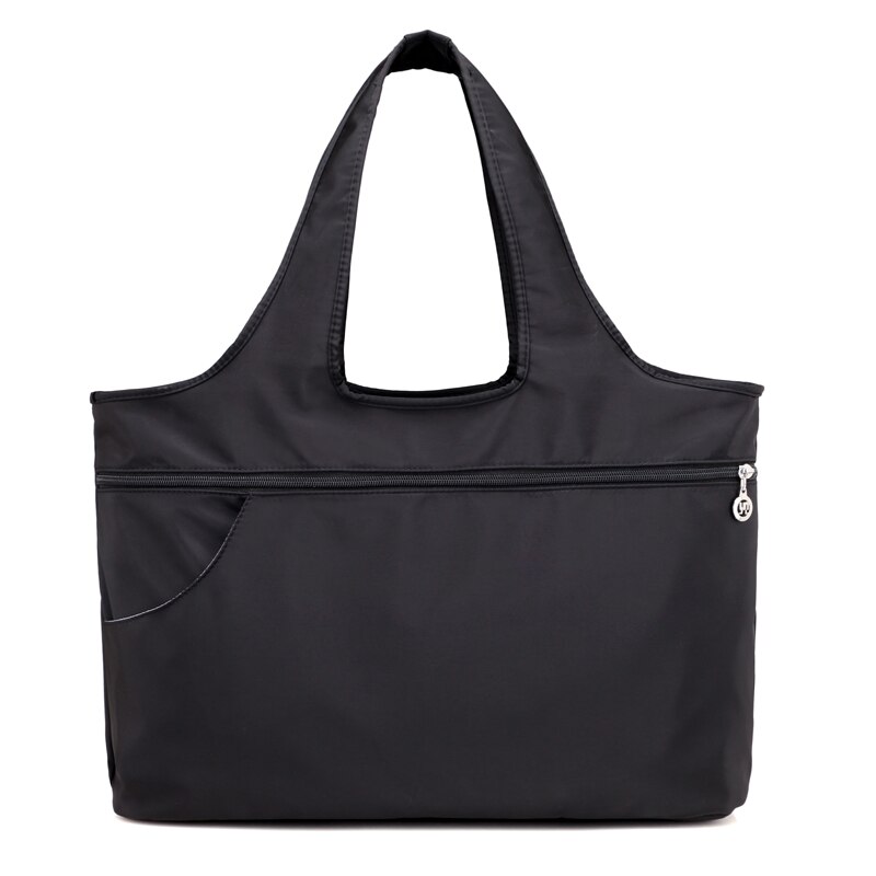 Bolso de hombro de nailon brillante para mujer, bolsa de viaje resistente al agua, gran capacidad, para mamá, Asa superior: Black