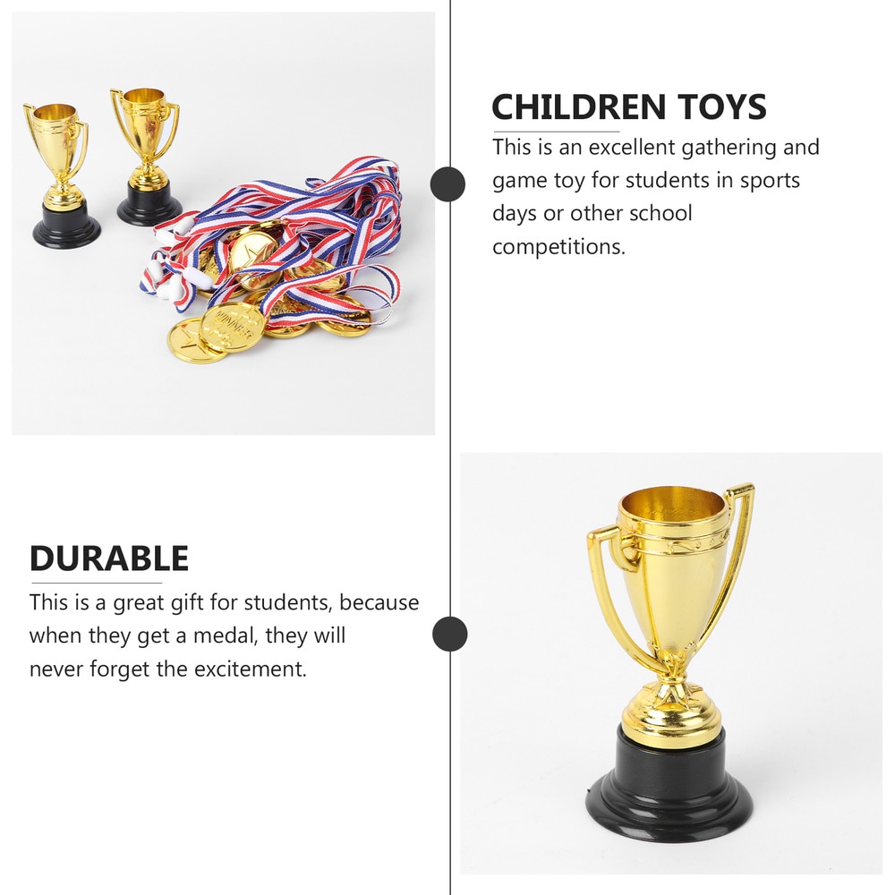 24pcs Mini Cups Trophy and Award Medals Prizes Small Medals Awards Trophy Toys for Students Sport(12pcs Trophies +1