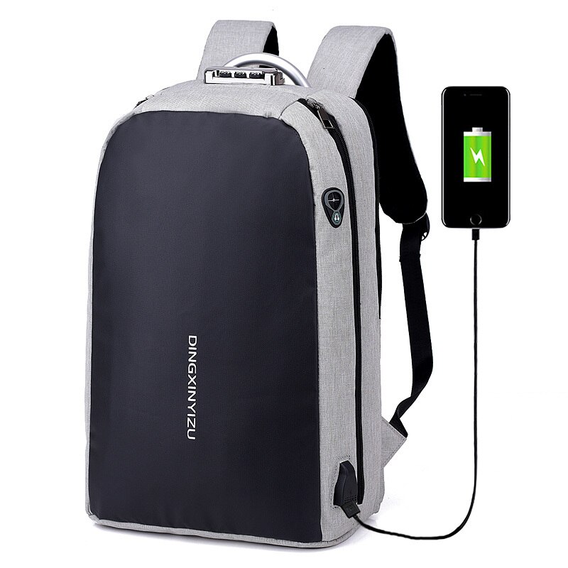 Mannen Laptop rugzak USB opladen anti-diefstal wachtwoord lock schooltas Tiener vrouwen waterdichte rugzak mochila hombre: Set 1