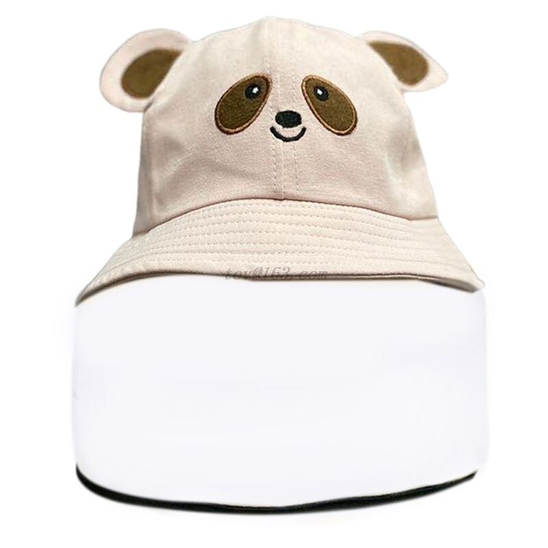 Peuter Kids Baby Beschermende Emmer Hoed Clear Visor Full Face Shield Cartoon Panda Dier Oren Anti-Speeksel Visser Cap: Roze