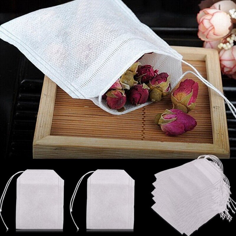 Theezakjes 100 stuks 5 x 7cm lege theezakjes met touwtje hele zegel filter infuser zeef voor losse koffie thee wegwerp papieren zakjes