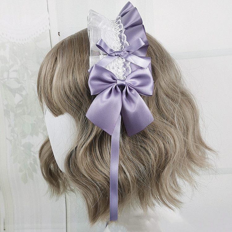 Diadema de Anime para niña, accesorio para el cabello de Lolita Maid con encaje de flores, Aro para el pelo de Cosplay, hecho a mano: Chocolate