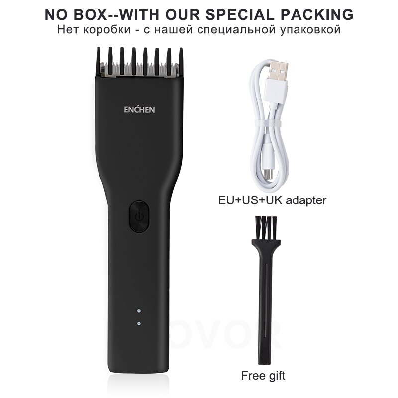 XiaoMi ENCHEN 0.7-21mm Men Hair Clippers Home use Hair Trimmer Cordless Hair Clipper Men Hair Corner Trimmer Razor: Black No Box