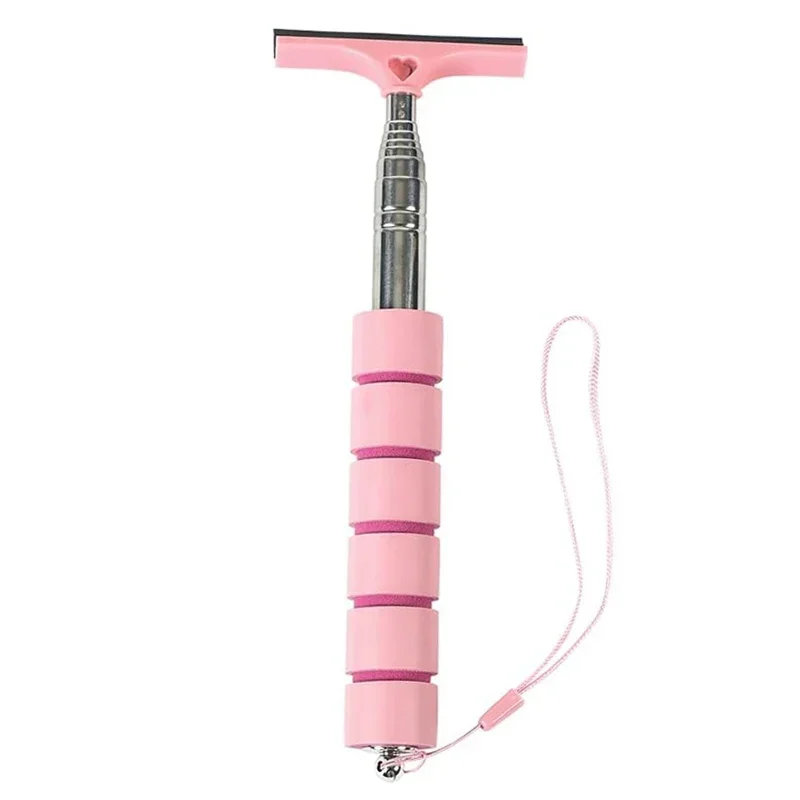 1/2 Pcs Rearview Mirror Wiper Telescopic Handle Rubber Scraper Cleaning Tool Car Rearview Mirror Wiper: PURPLE / 13Inches 325mm