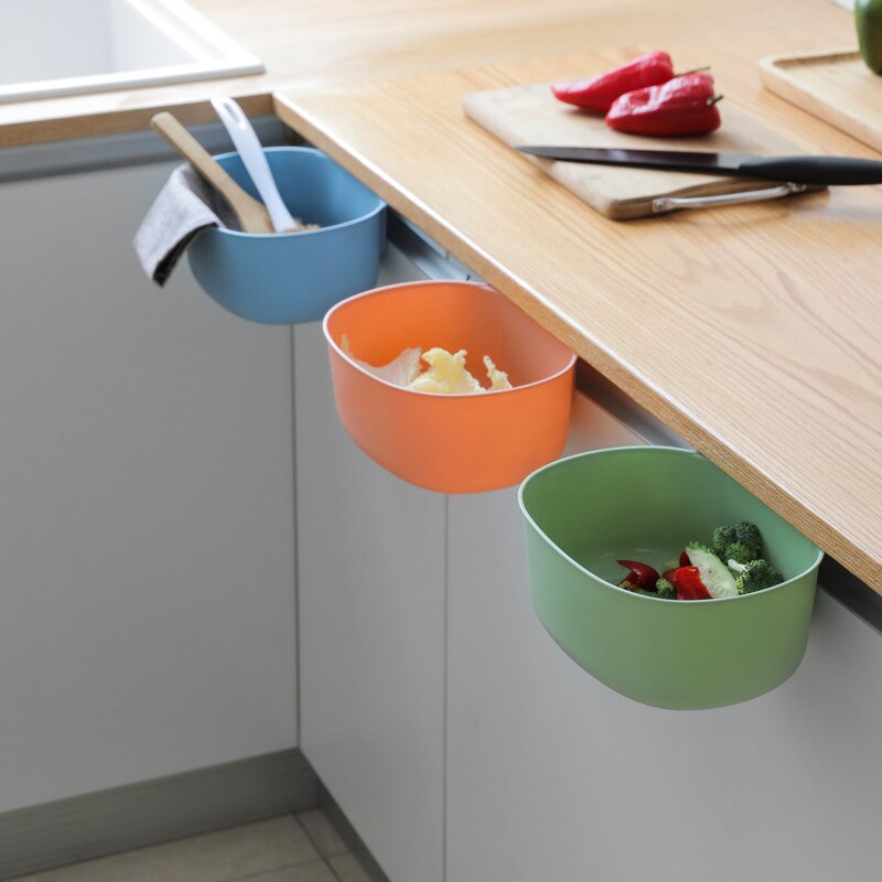 kitchen cabinet door hanging trash can plastic vegetable food waste storage box home storage box