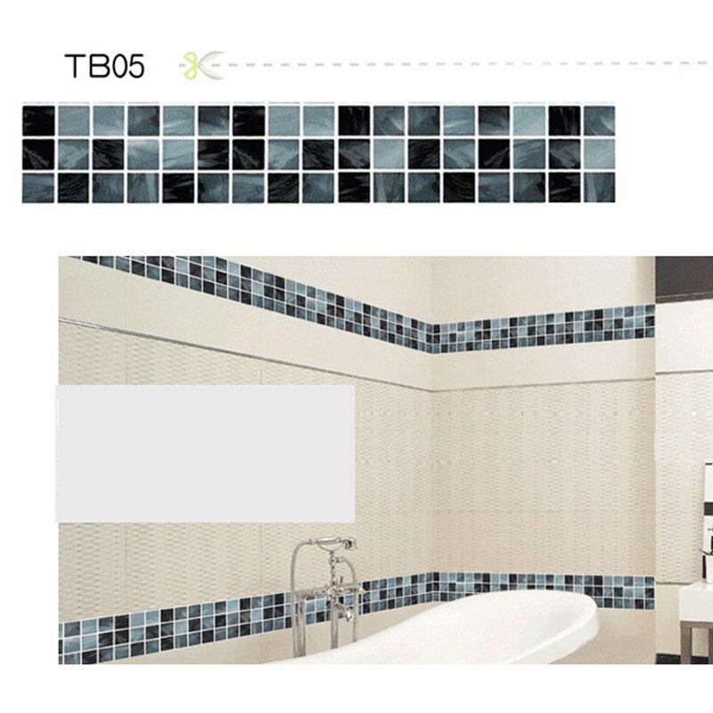 100x9.5CM Slaapkamer Woonkamer Waterdichte Plint Taille Lijn Muurstickers Wc Badkamer Tegels Sticker Mozaïek Behang Grens: TB-05