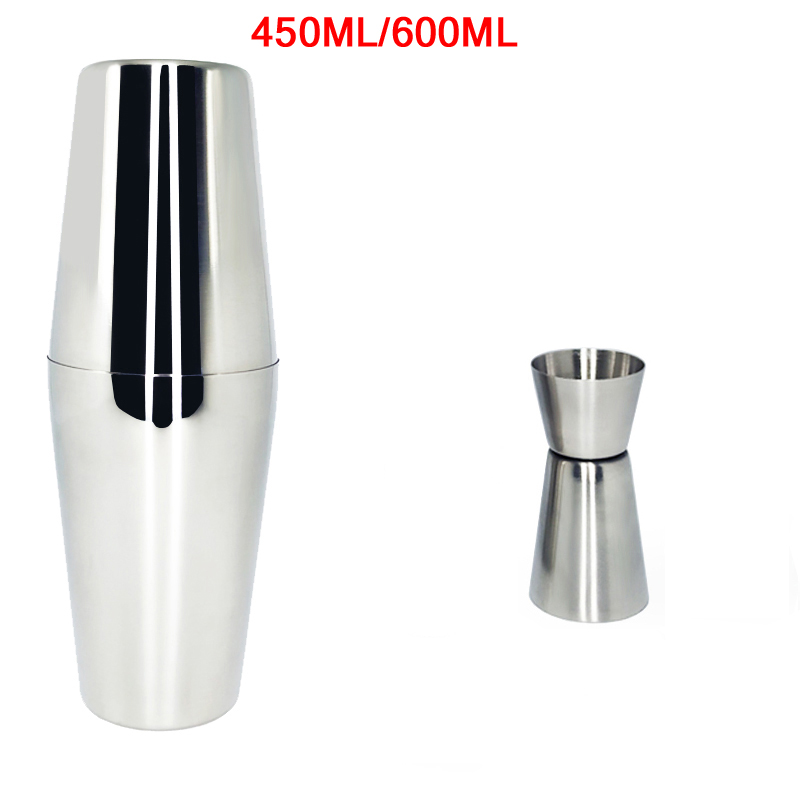 Stainless Steel 550ml/450ml/600ml/750ml Shaker Cup With Measuring Cup Cocktail Shaker Set Cocktail Kit Bar Tools Stand Recipe: 450 600ML15 30ML