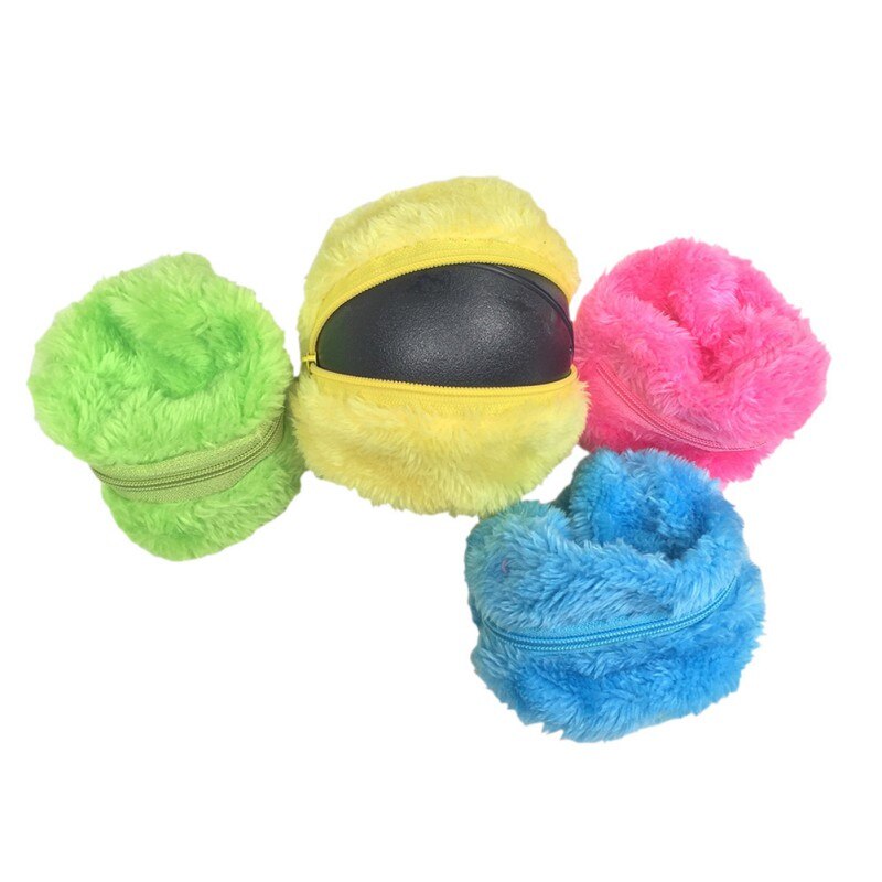 Gato-aspiradora automática con pelota mágica de juguete para mascotas, con 4 cubiertas de felpa de electricidad estática, juguete para quitar el polvo