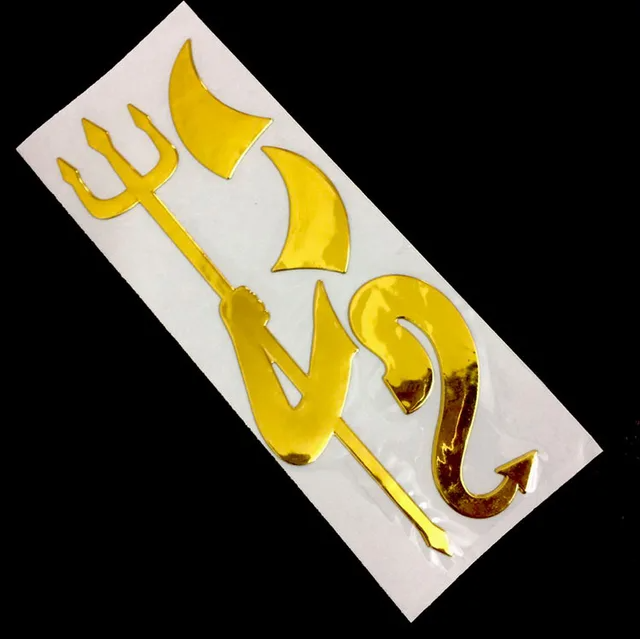 Persönlichkeit Auto Aufkleber Lustige 3D Kleiner Teufel Dämon Styling Universal- Auto Emblem Logo PVC Aufkleber Dekoration DIY Accesso: Gold